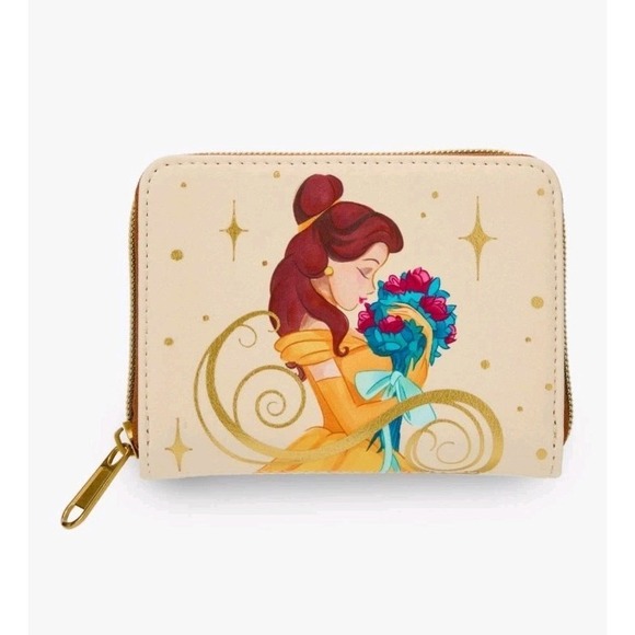 NEW! Loungefly Beauty And The Beast Belle Red Flowers Bouquet WALLET! - Picture 1 of 4